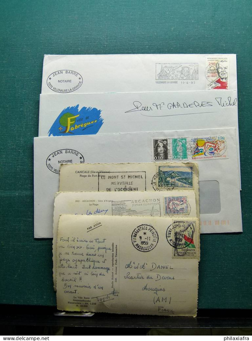 Lot France D'histoire Postale Boite: Enveloppes Et Cartes Postales Jusque '90  - Collections