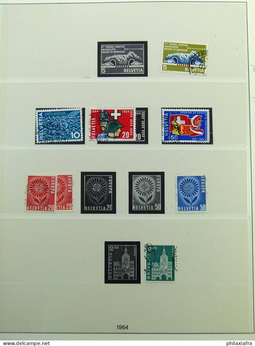 Collection Suisse, sur pages d'album, années 1960, avec timbres oblitérés.