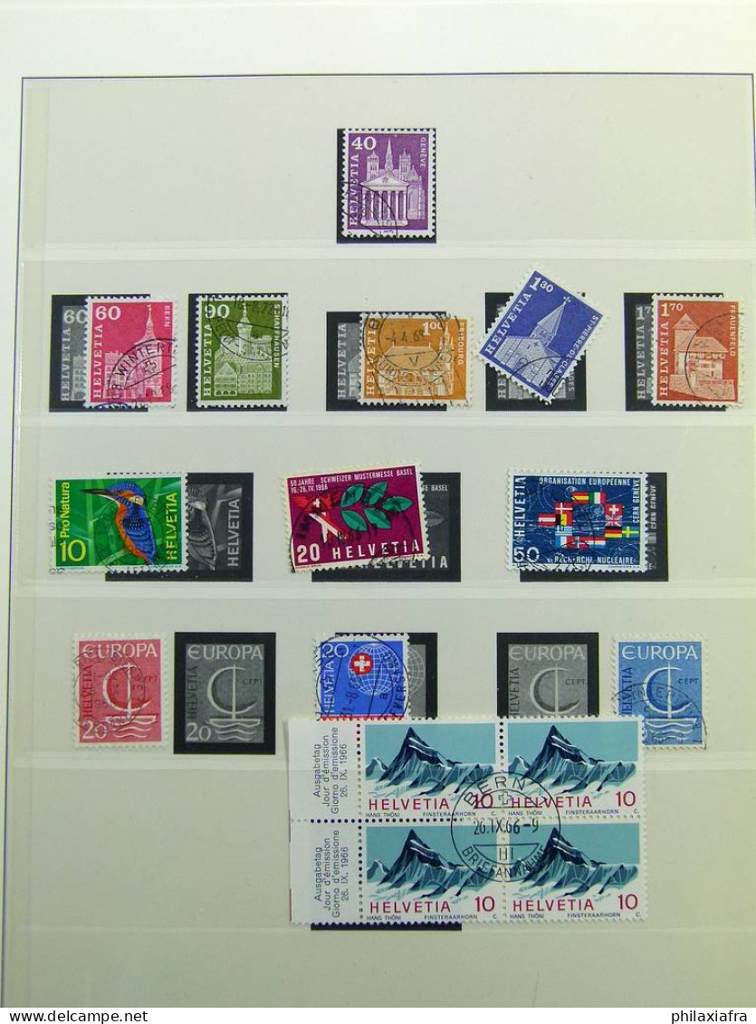 Collection Suisse, sur pages d'album, années 1960, avec timbres oblitérés.