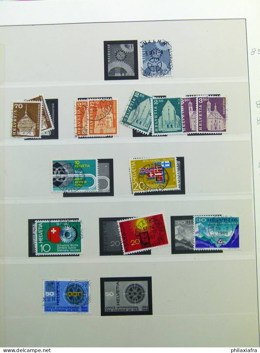 Collection Suisse, sur pages d'album, années 1960, avec timbres oblitérés.