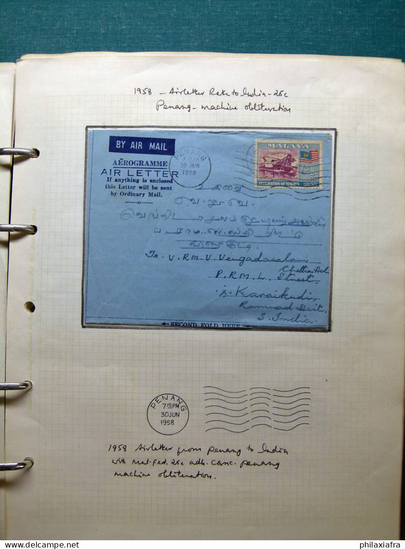 Lot Asie: histoire postale enveloppes voyage dans période semi-classique 