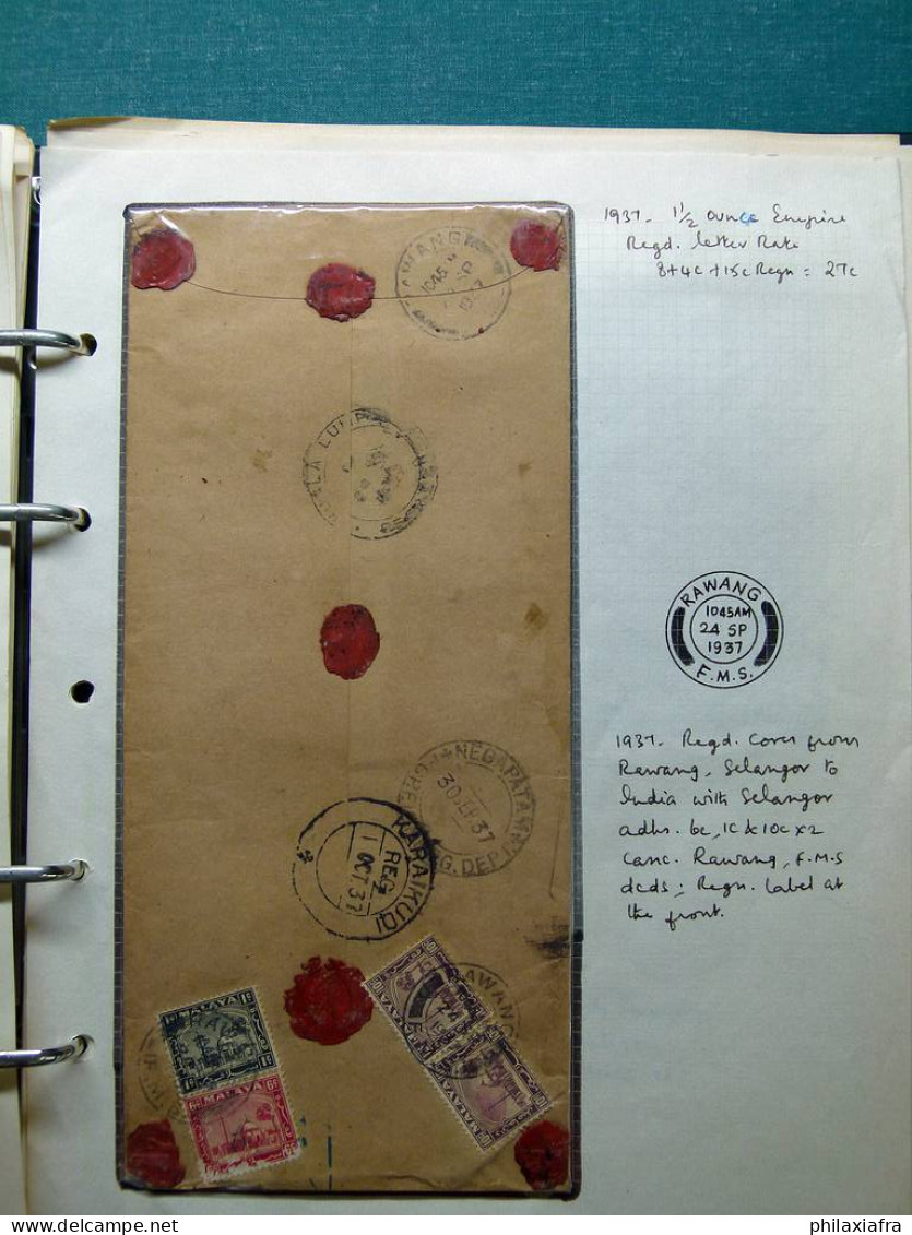 Lot Asie: histoire postale enveloppes voyage dans période semi-classique 