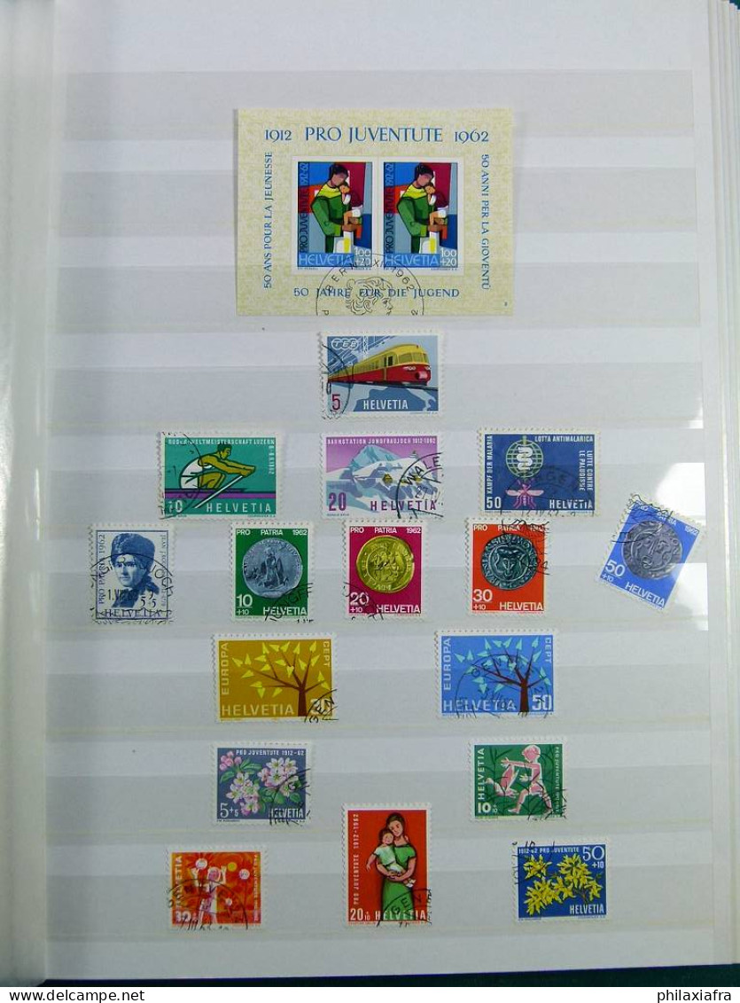 Collection Suisse, sur album, avec timbres oblitérés.