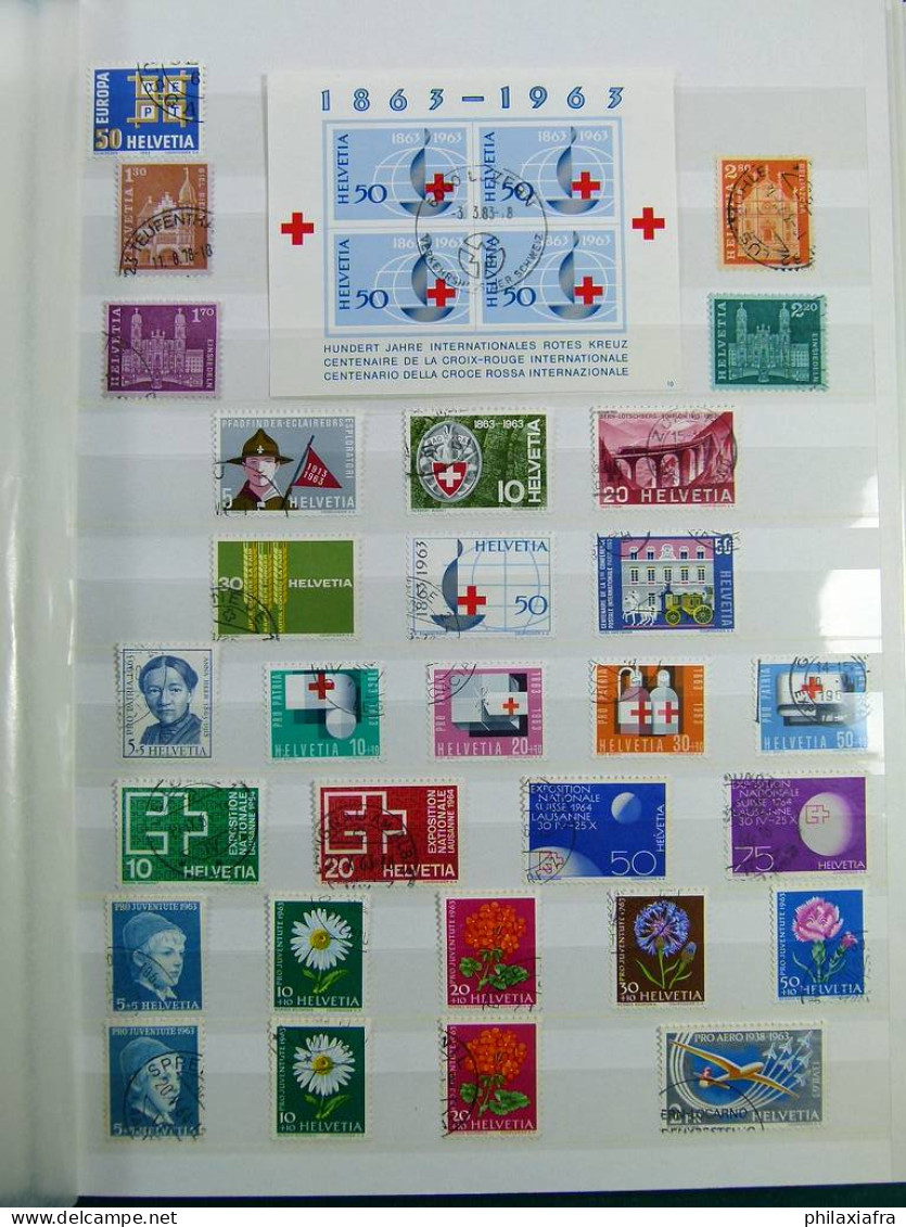 Collection Suisse, sur album, avec timbres oblitérés.