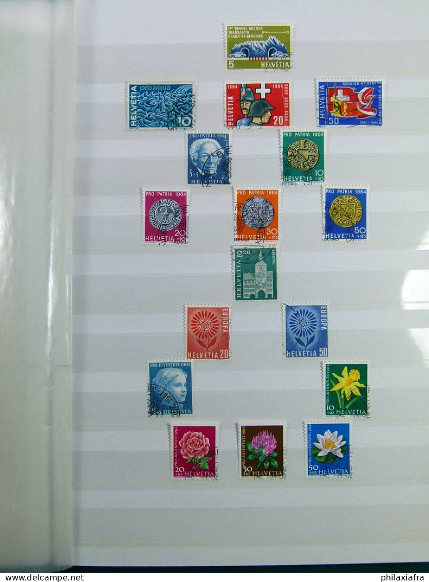 Collection Suisse, sur album, avec timbres oblitérés.