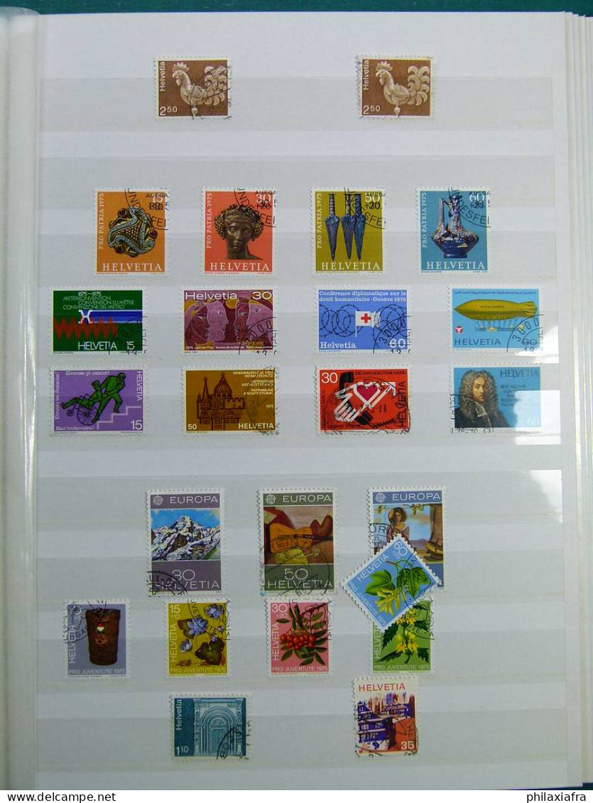 Collection Suisse, sur album, avec timbres oblitérés.