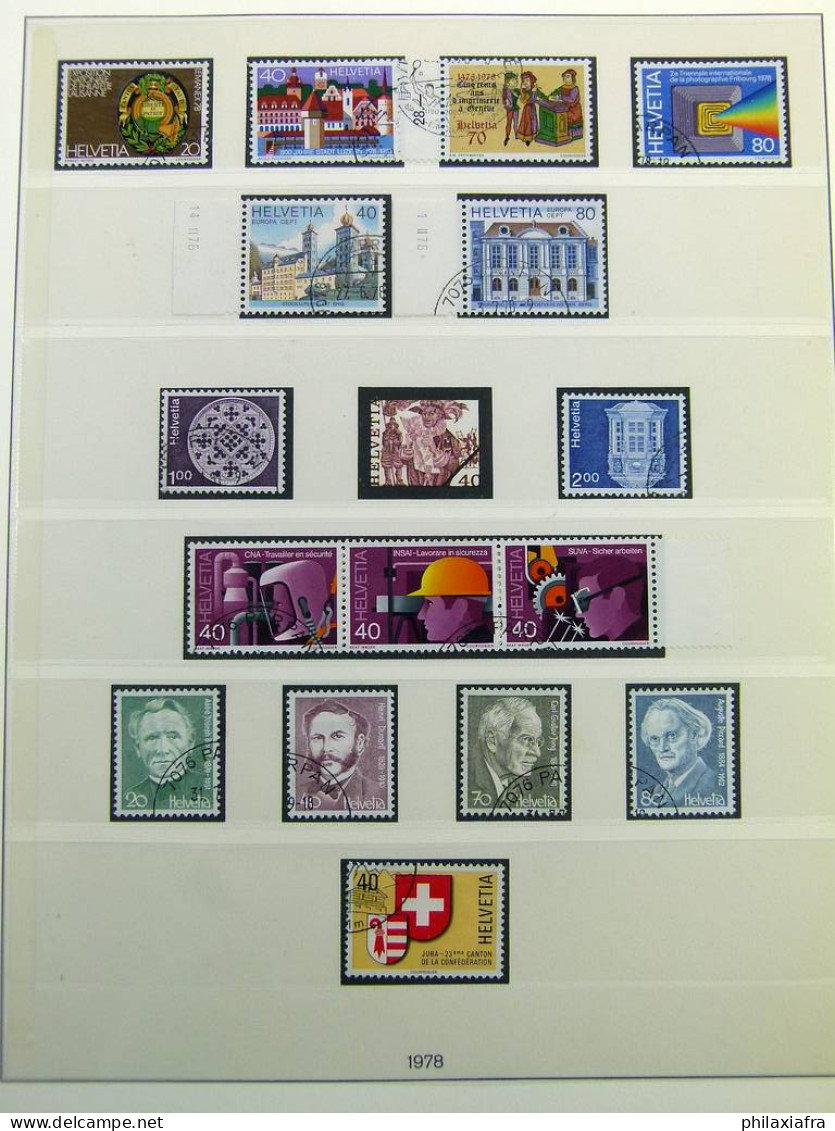 Collection Suisse, sur album, de 1971 à 1985, avec timbres oblitérés.