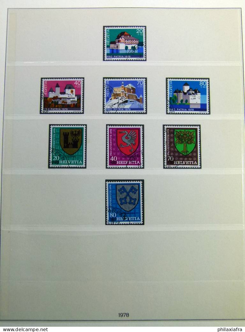 Collection Suisse, sur album, de 1971 à 1985, avec timbres oblitérés.