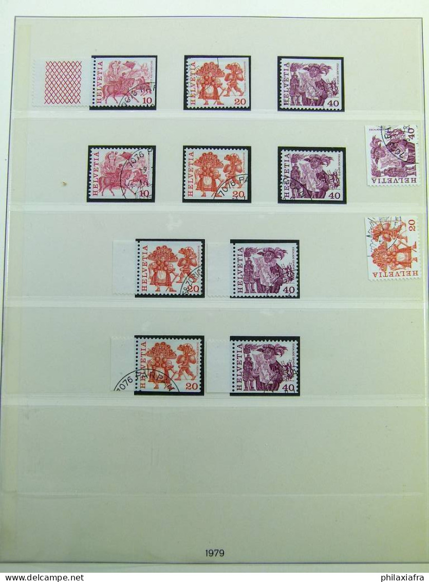 Collection Suisse, sur album, de 1971 à 1985, avec timbres oblitérés.