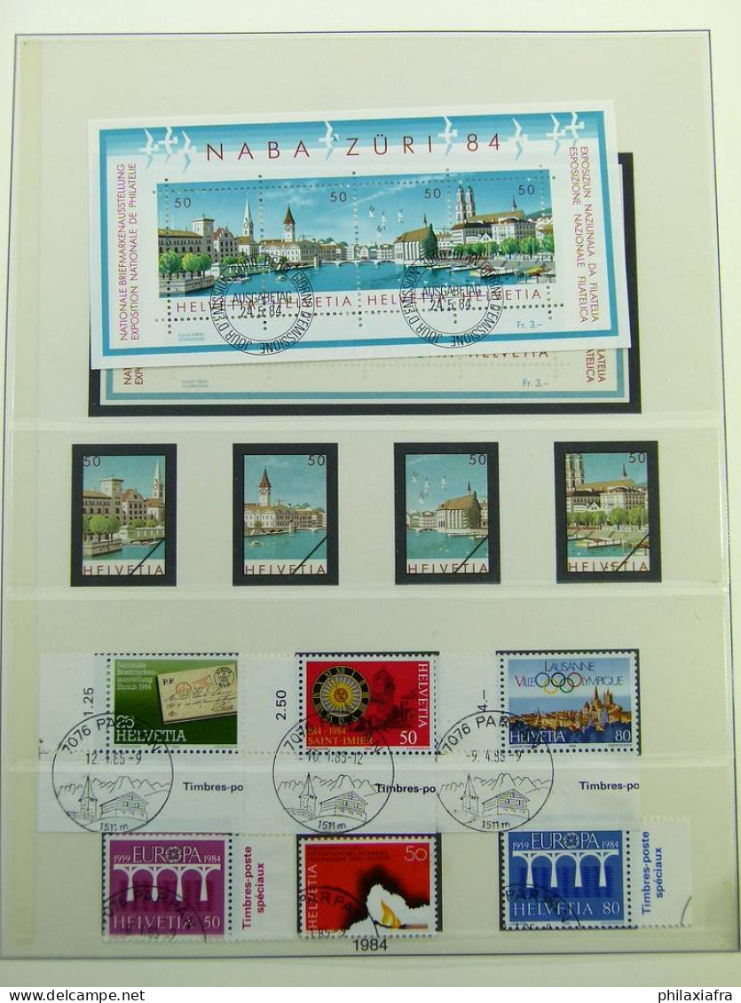 Collection Suisse, sur album, de 1971 à 1985, avec timbres oblitérés.