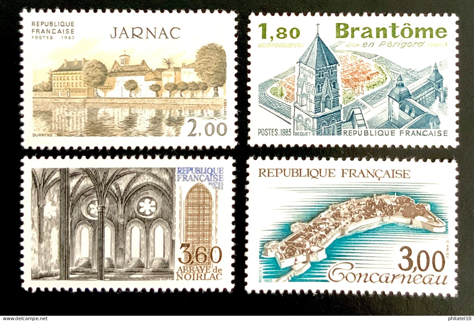 1983 FRANCE N 2287/2255/2254/2253 - TOURISTIQUE . BRANTOME / JARNAC / ABBAYE DE NOIRLAC / CONCARNEAU - NEUF** - Ongebruikt