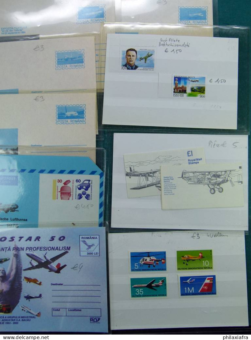 Collection sur le thème de l'aviation, avec timbres neufs et oblitérés, envel