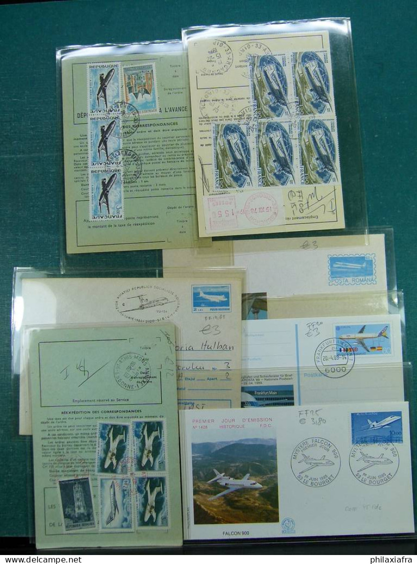 Collection sur le thème de l'aviation, avec timbres neufs et oblitérés, envel