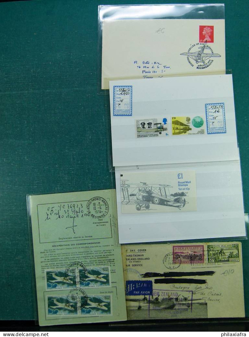 Collection sur le thème de l'aviation, avec timbres neufs et oblitérés, envel