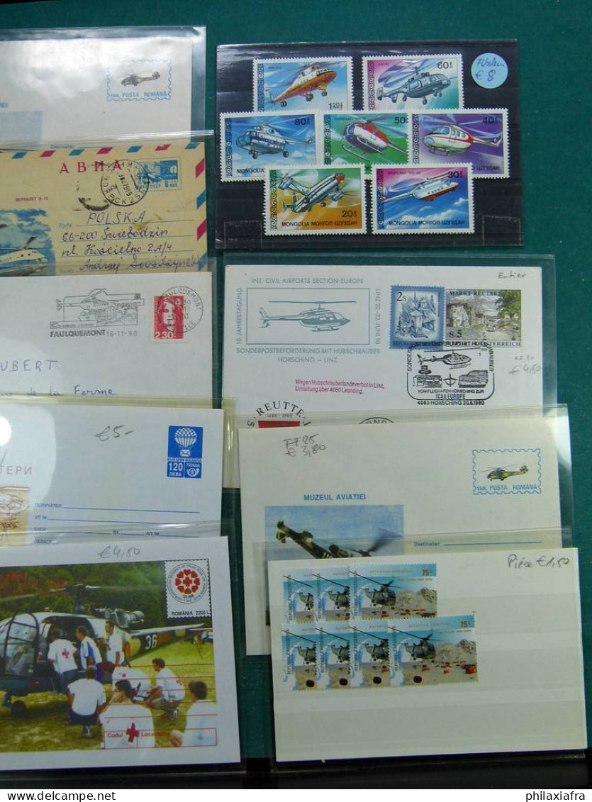 Collection sur le thème de l'aviation, avec timbres neufs et oblitérés, envel