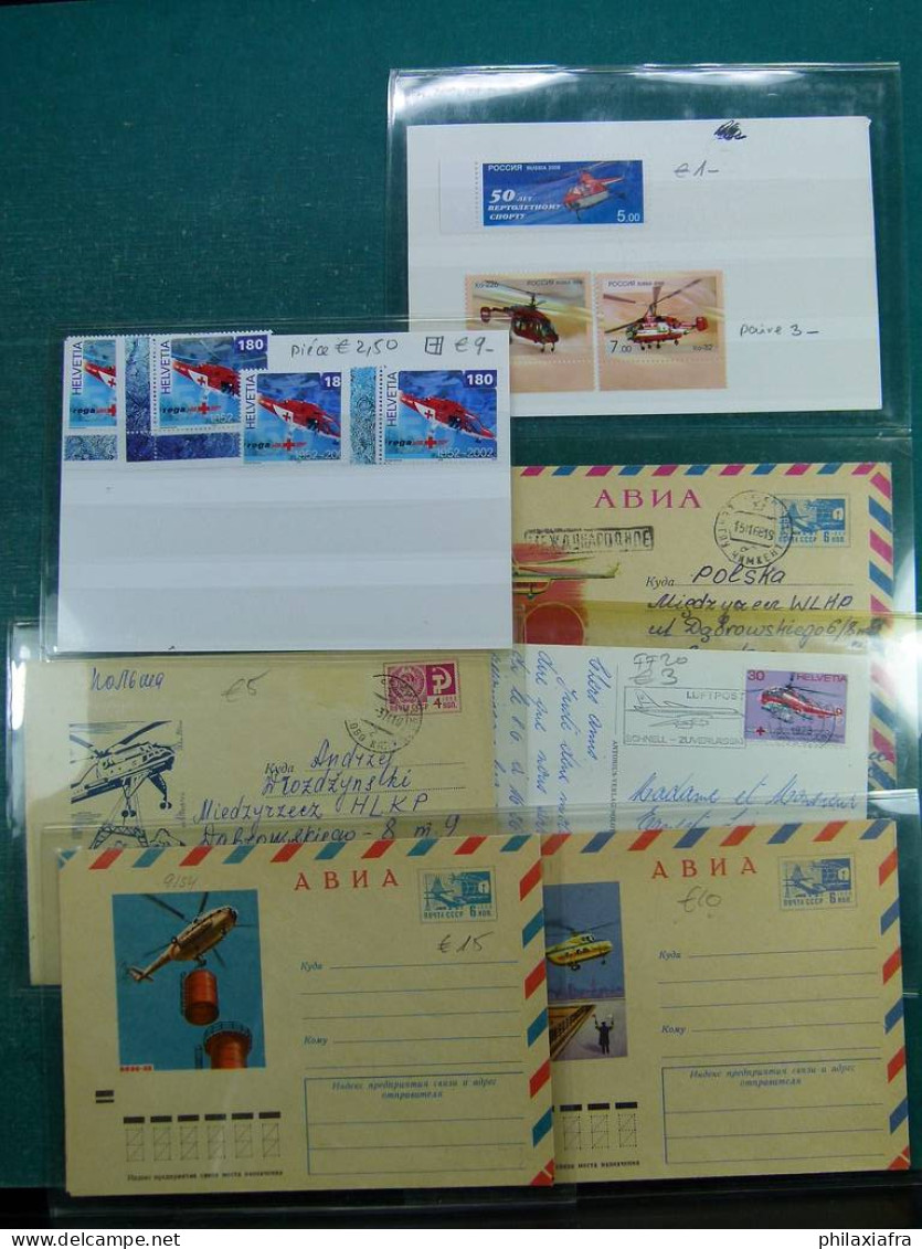 Collection sur le thème de l'aviation, avec timbres neufs et oblitérés, envel