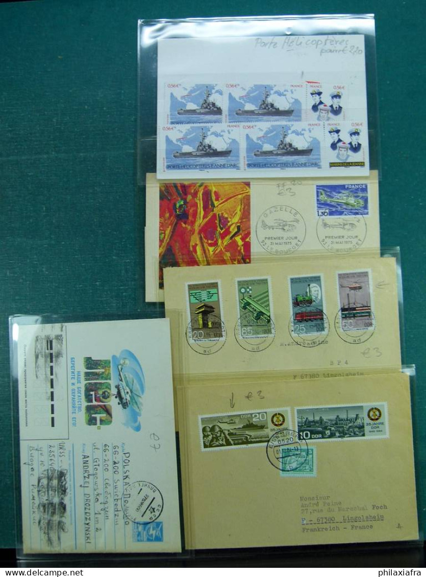 Collection sur le thème de l'aviation, avec timbres neufs et oblitérés, envel