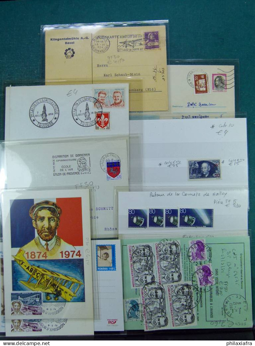 Collection sur le thème de l'aviation, avec timbres neufs et oblitérés, envel