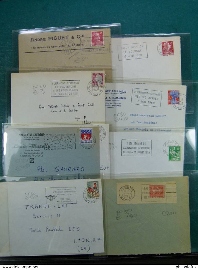 Collection sur le thème de l'aviation, avec timbres neufs et oblitérés, envel