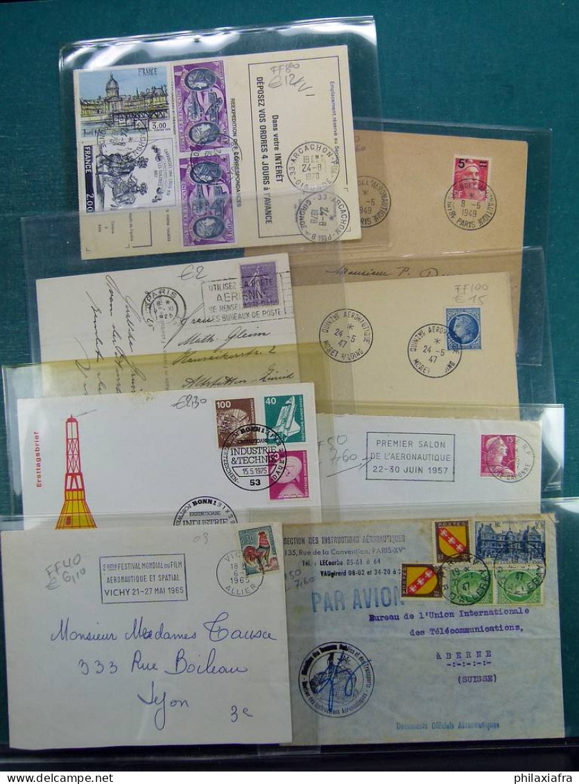 Collection sur le thème de l'aviation, avec timbres neufs et oblitérés, envel