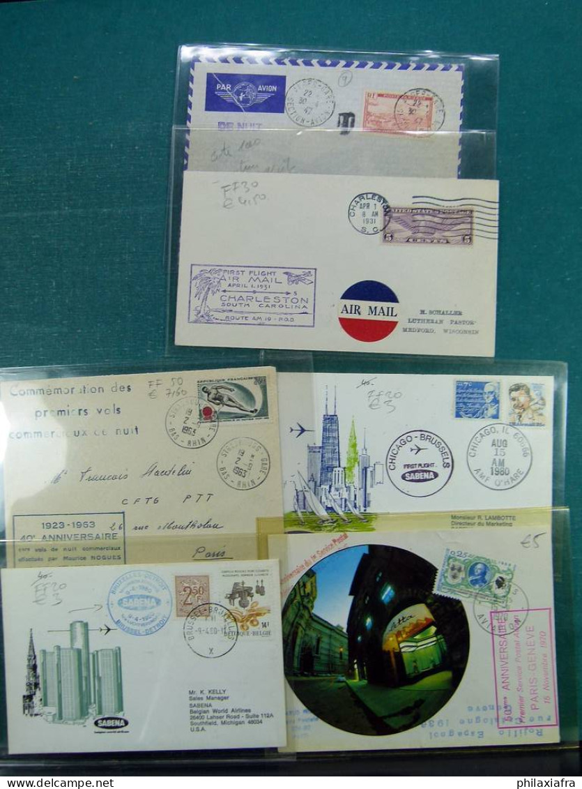 Collection sur le thème de l'aviation, avec timbres neufs et oblitérés, envel