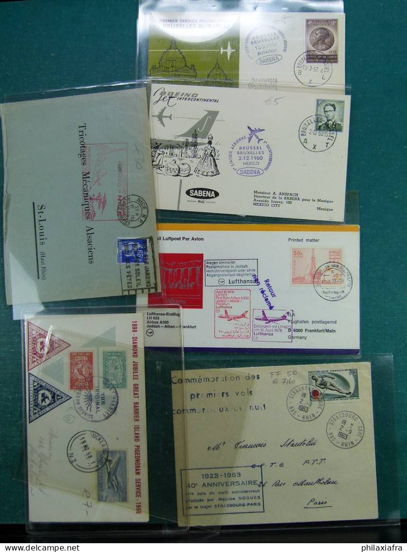 Collection sur le thème de l'aviation, avec timbres neufs et oblitérés, envel