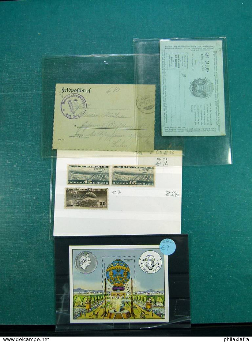 Collection sur le thème de l'aviation, avec timbres neufs et oblitérés, envel