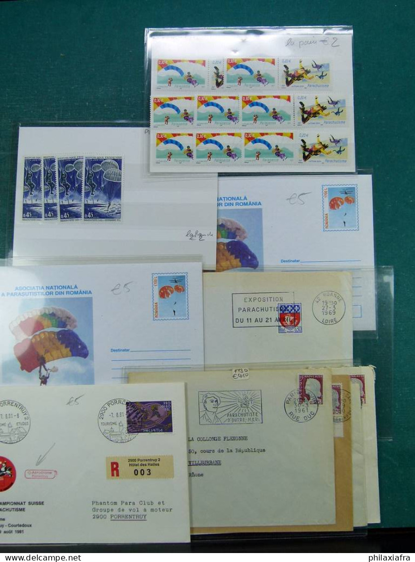 Collection sur le thème de l'aviation, avec timbres neufs et oblitérés, envel