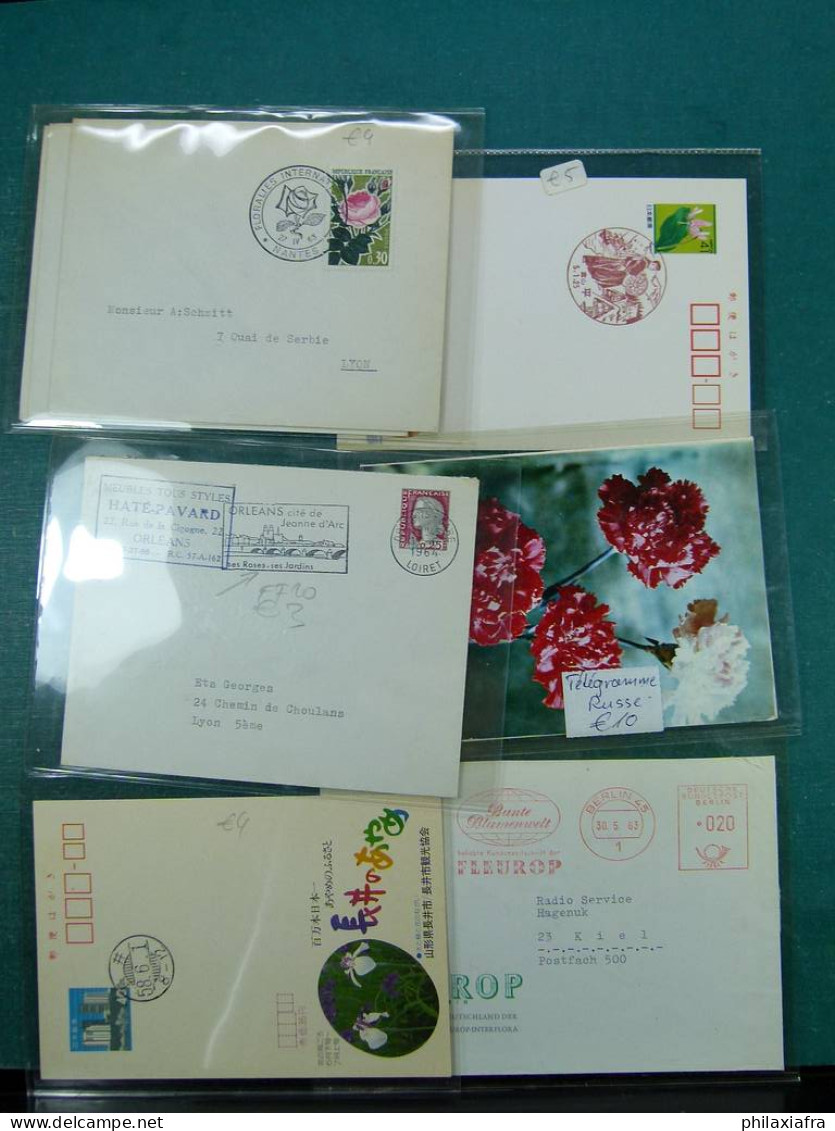 Collection sur le thème des fleurs, avec timbres neufs et oblitérés, envelopp