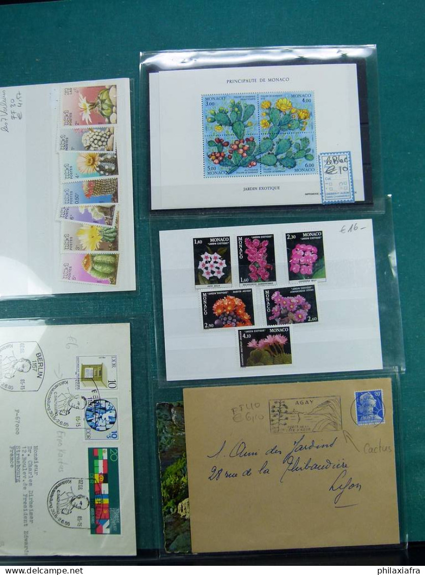Collection sur le thème des fleurs, avec timbres neufs et oblitérés, envelopp