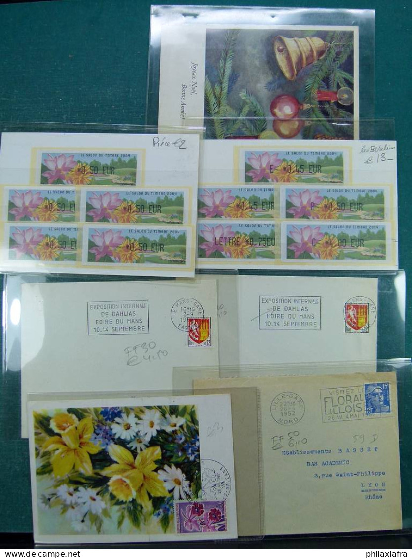 Collection sur le thème des fleurs, avec timbres neufs et oblitérés, envelopp