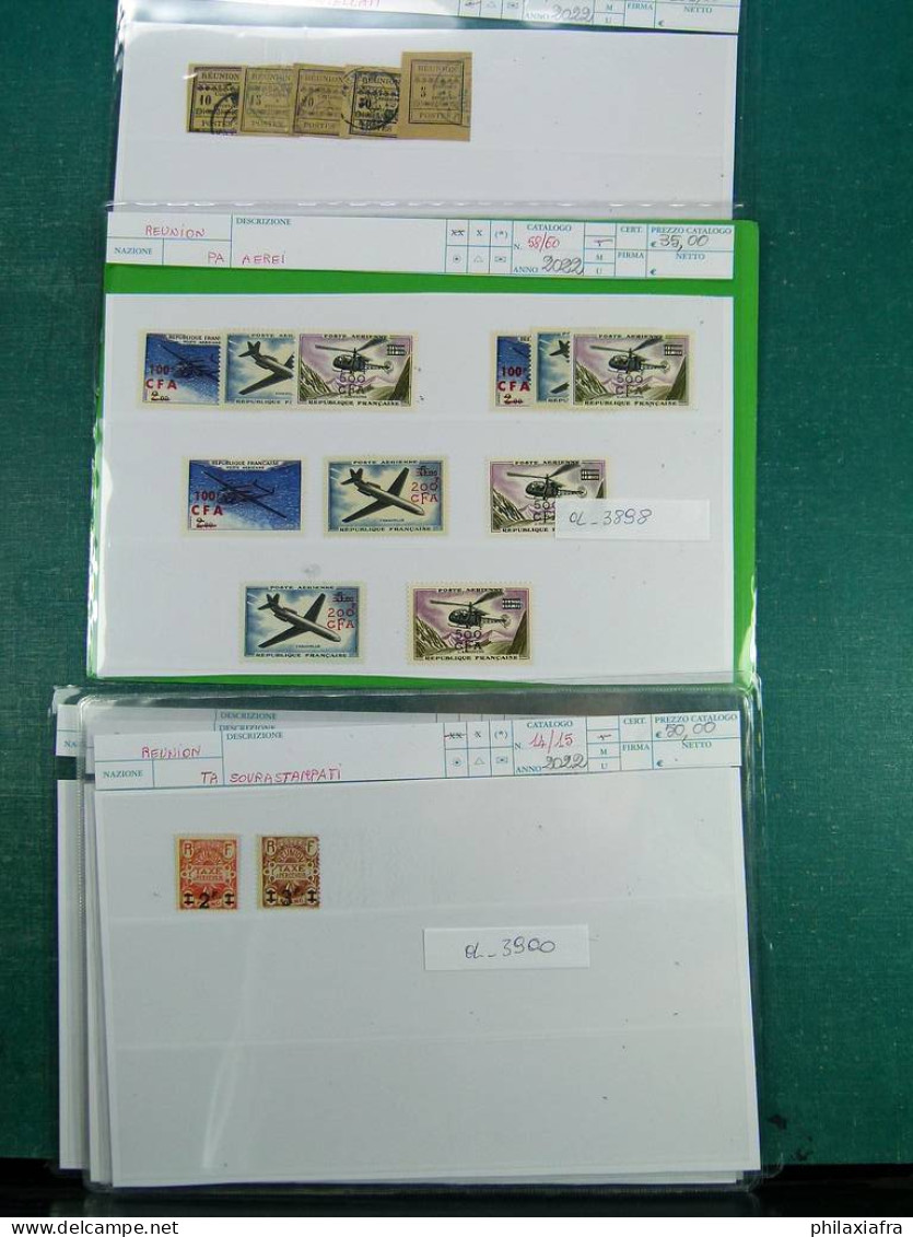 Collection Réunionnaise, sur cartes, d'époque classique, avec timbres */** neu