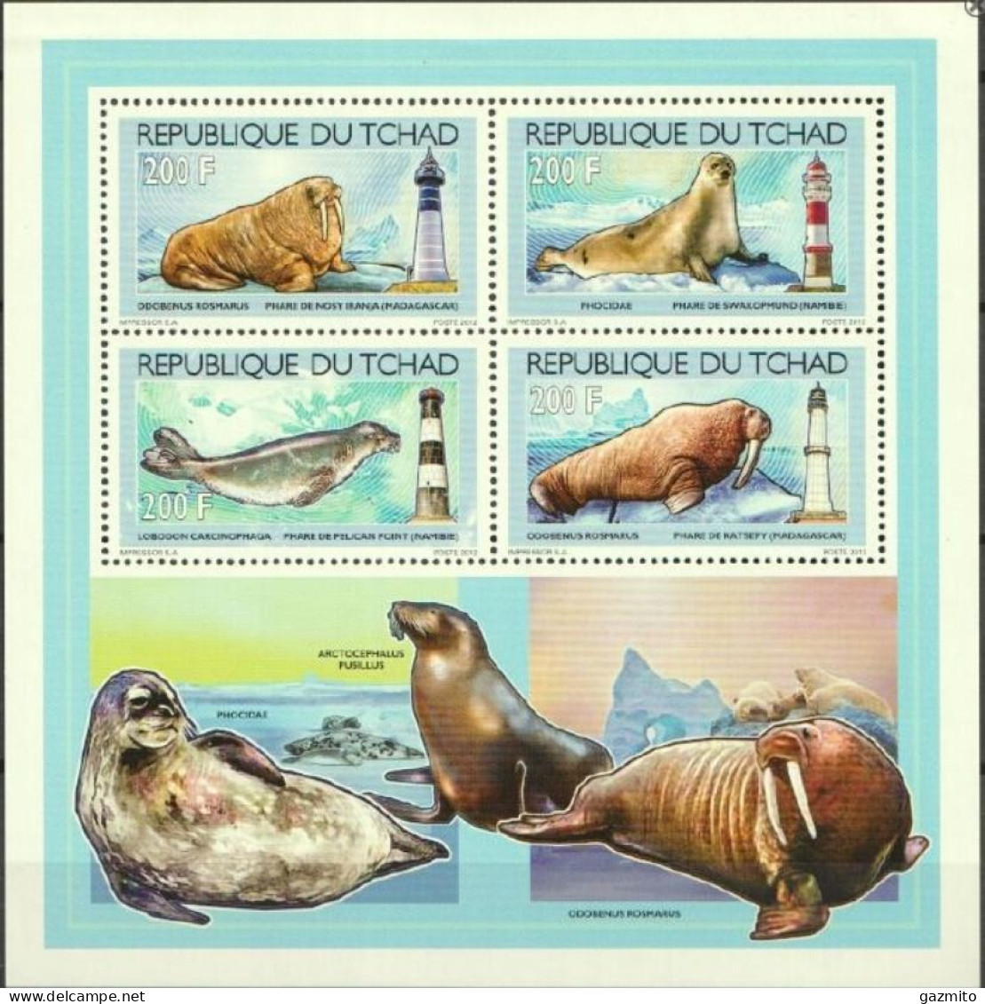 Tchad 2012, Seal, Walrus And Lighthouses, 4val In BF - Other & Unclassified