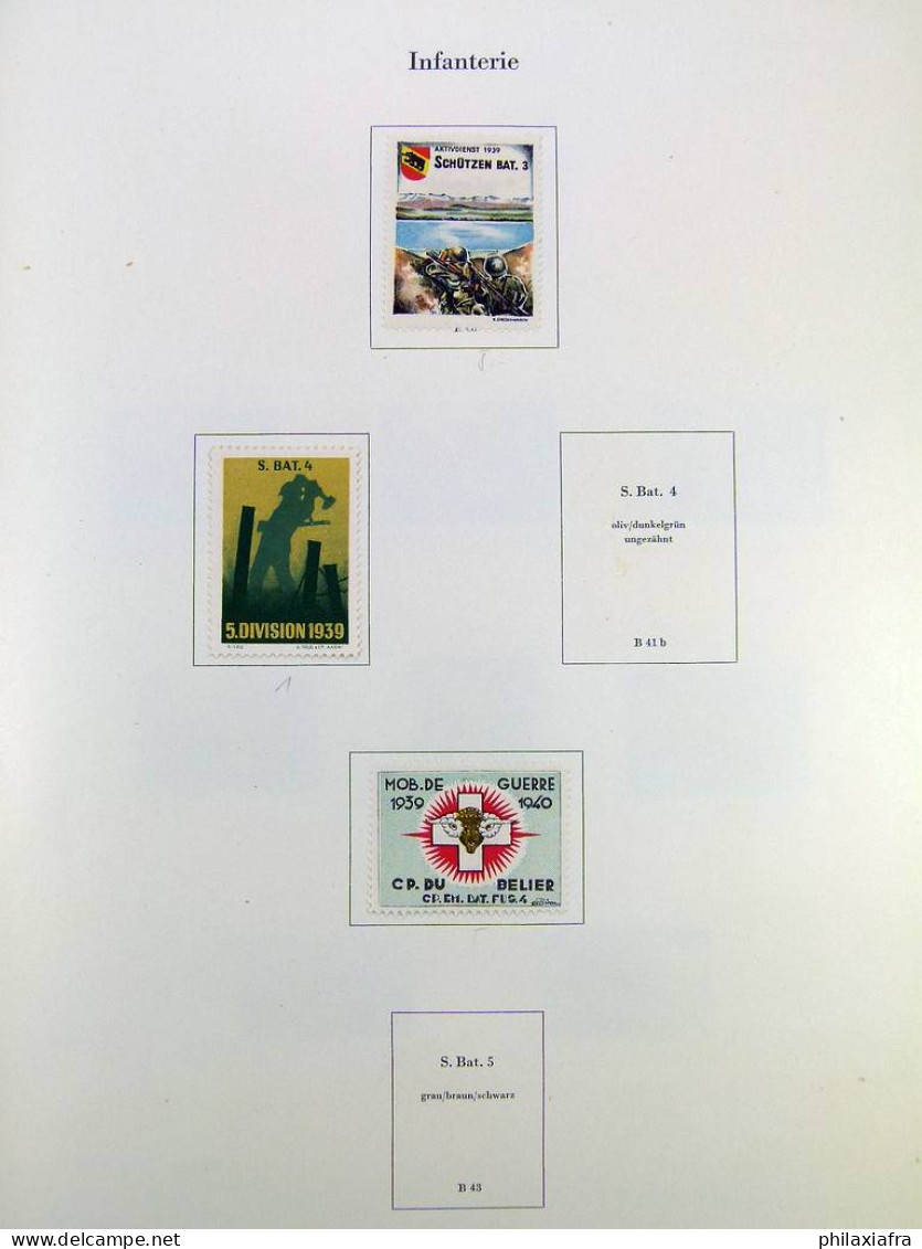 Collection Suisse de Timbres de Soldats, neufs * articulés, sur 2 albums. Valeu