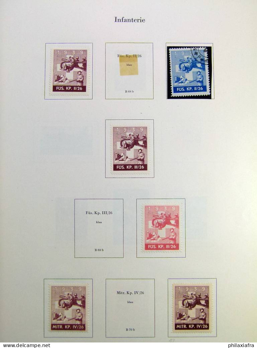 Collection Suisse de Timbres de Soldats, neufs * articulés, sur 2 albums. Valeu