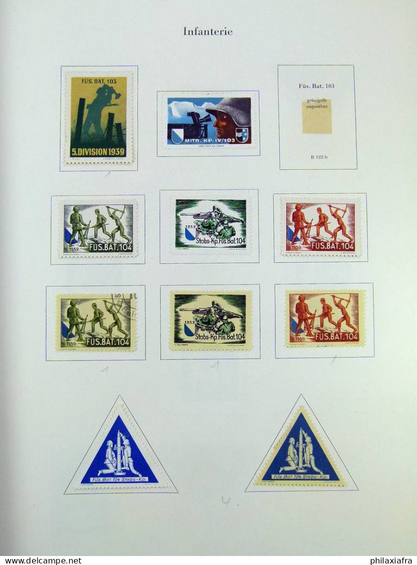 Collection Suisse de Timbres de Soldats, neufs * articulés, sur 2 albums. Valeu