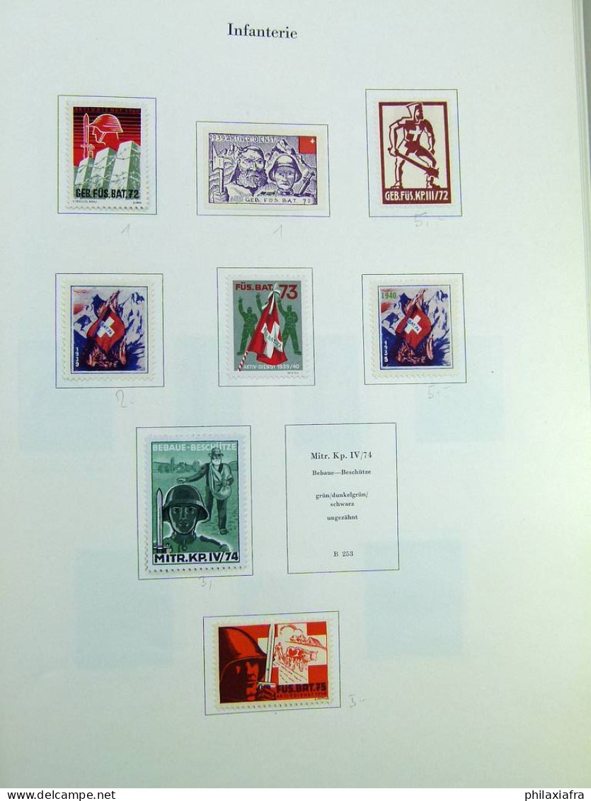 Collection Suisse de Timbres de Soldats, neufs * articulés, sur 2 albums. Valeu