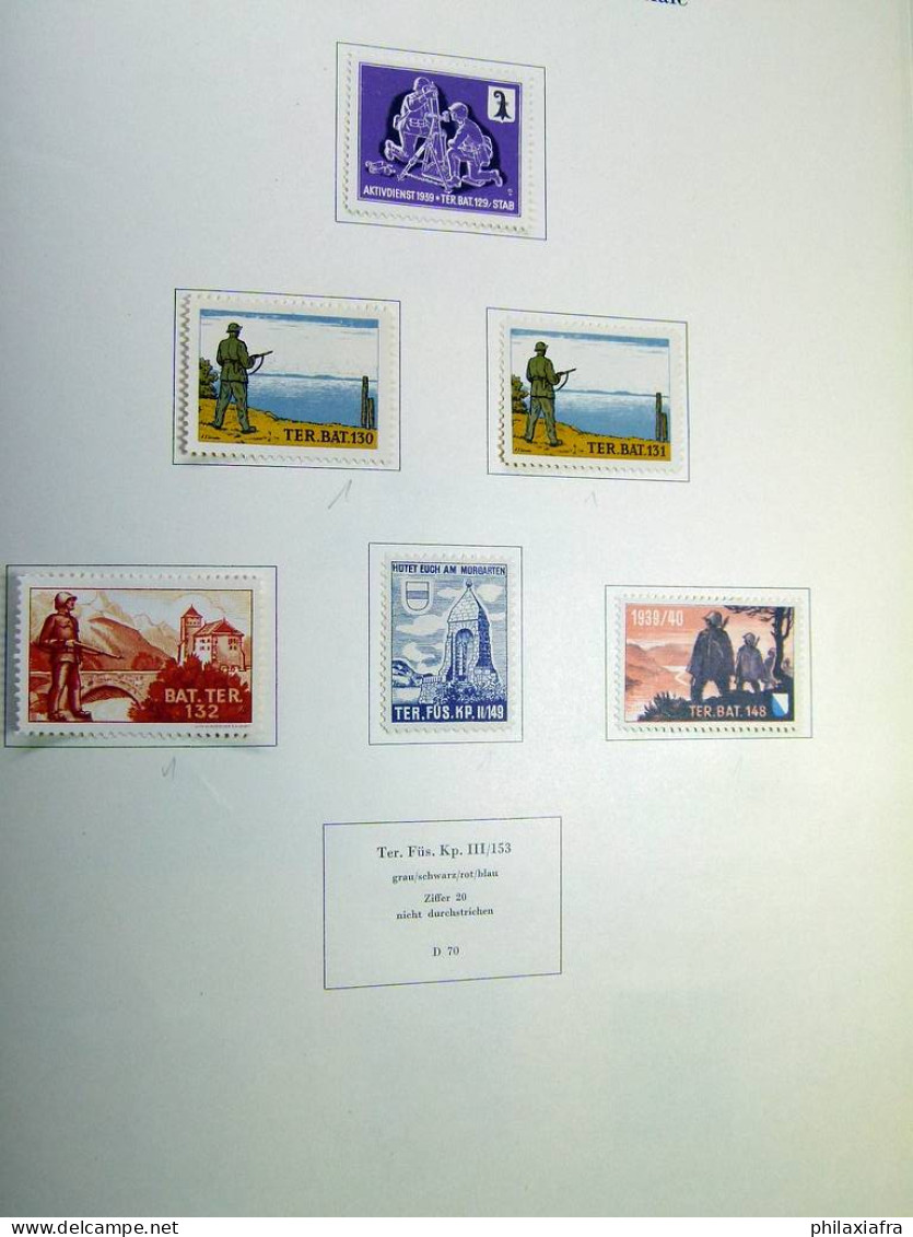 Collection Suisse de Timbres de Soldats, neufs * articulés, sur 2 albums. Valeu