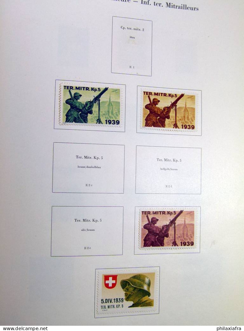 Collection Suisse de Timbres de Soldats, neufs * articulés, sur 2 albums. Valeu