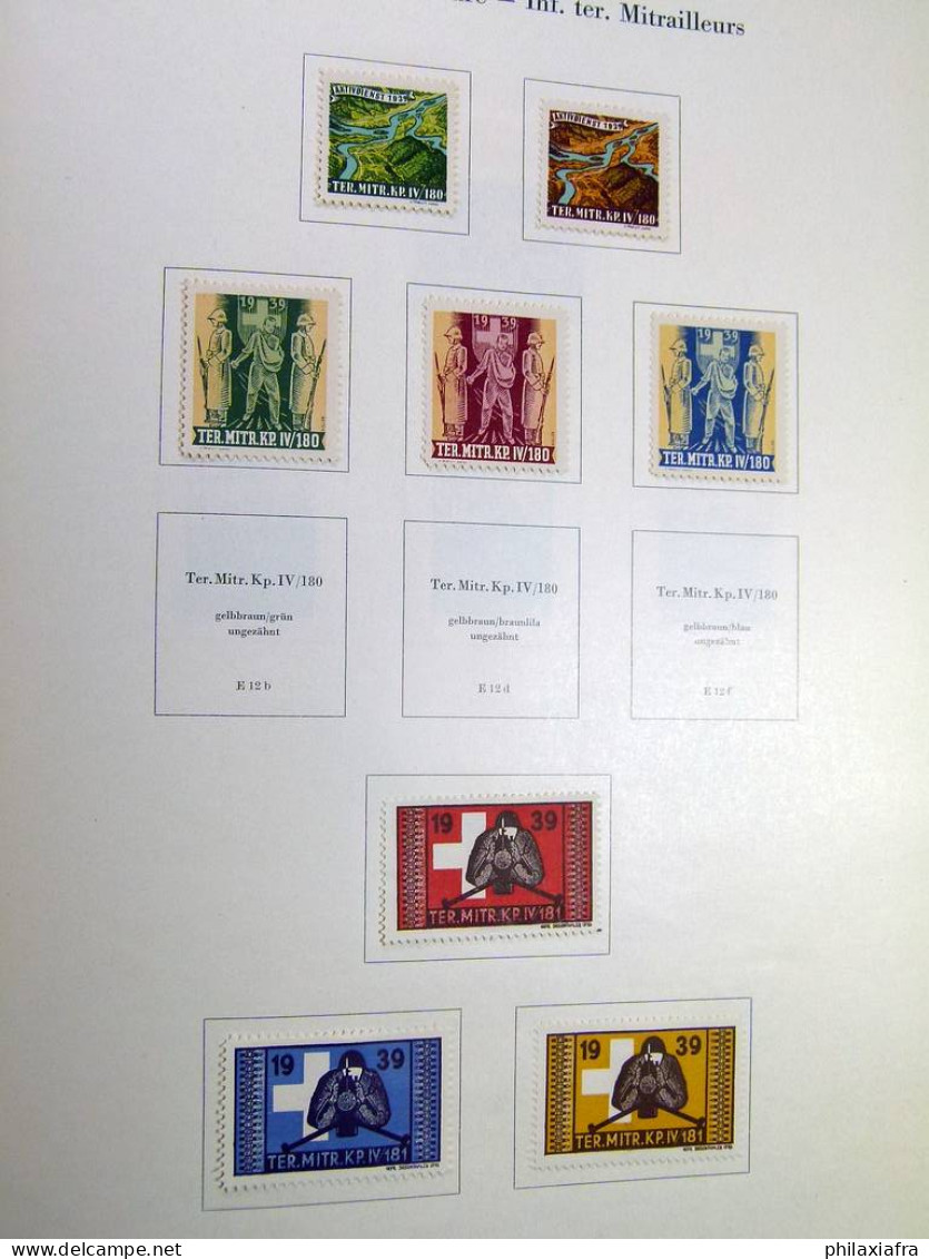 Collection Suisse de Timbres de Soldats, neufs * articulés, sur 2 albums. Valeu