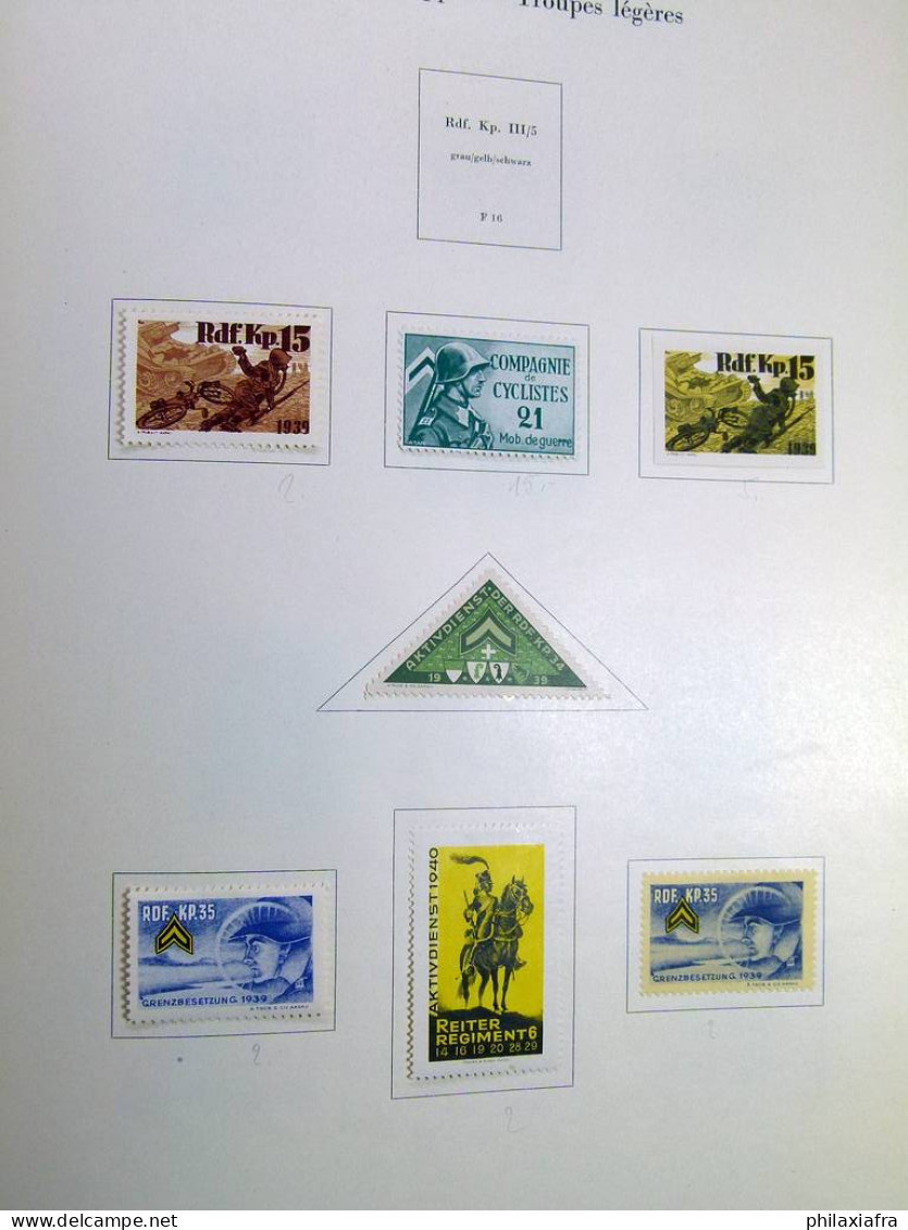 Collection Suisse de Timbres de Soldats, neufs * articulés, sur 2 albums. Valeu