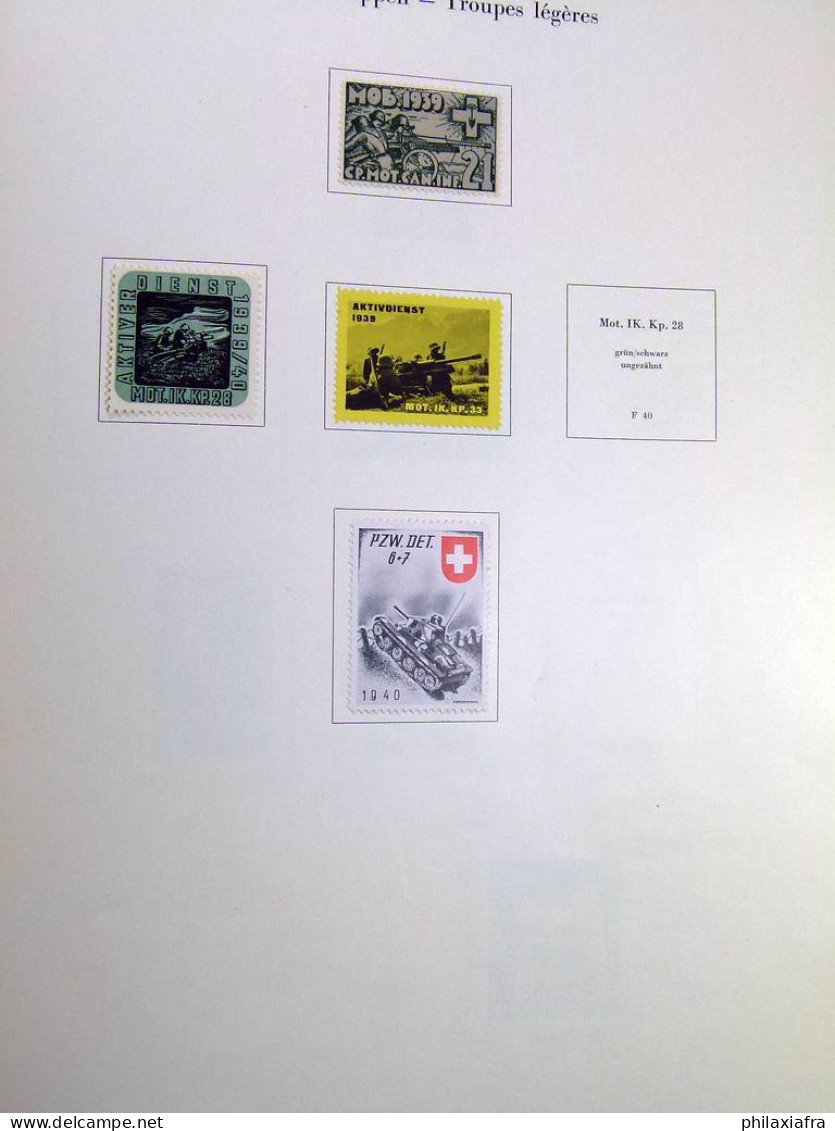 Collection Suisse de Timbres de Soldats, neufs * articulés, sur 2 albums. Valeu