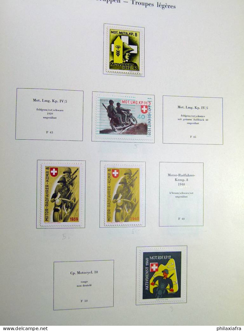 Collection Suisse de Timbres de Soldats, neufs * articulés, sur 2 albums. Valeu