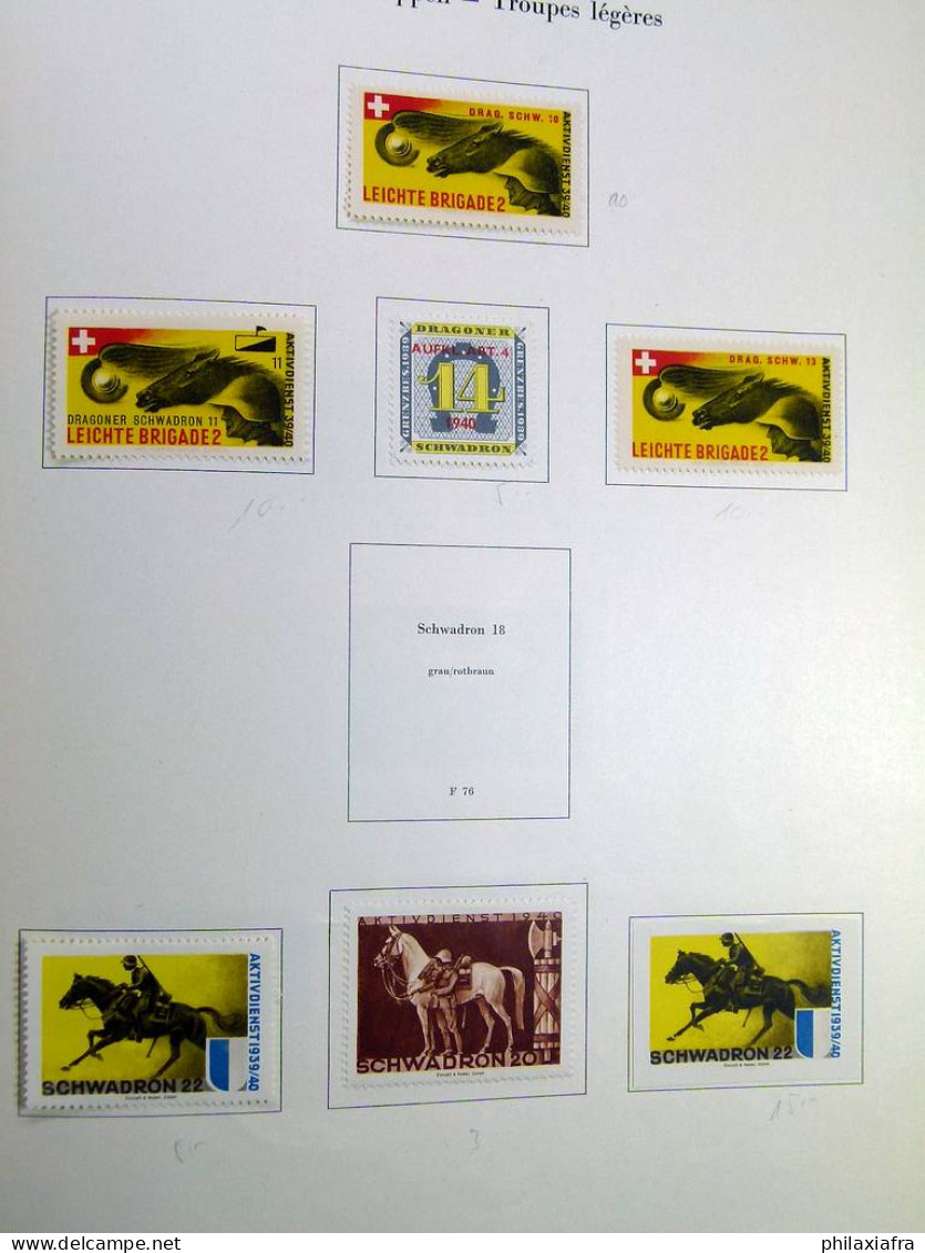 Collection Suisse de Timbres de Soldats, neufs * articulés, sur 2 albums. Valeu