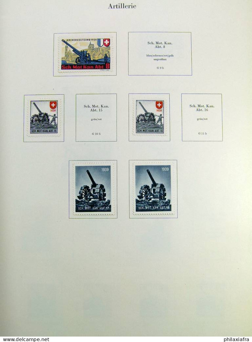 Collection Suisse de Timbres de Soldats, neufs * articulés, sur 2 albums. Valeu