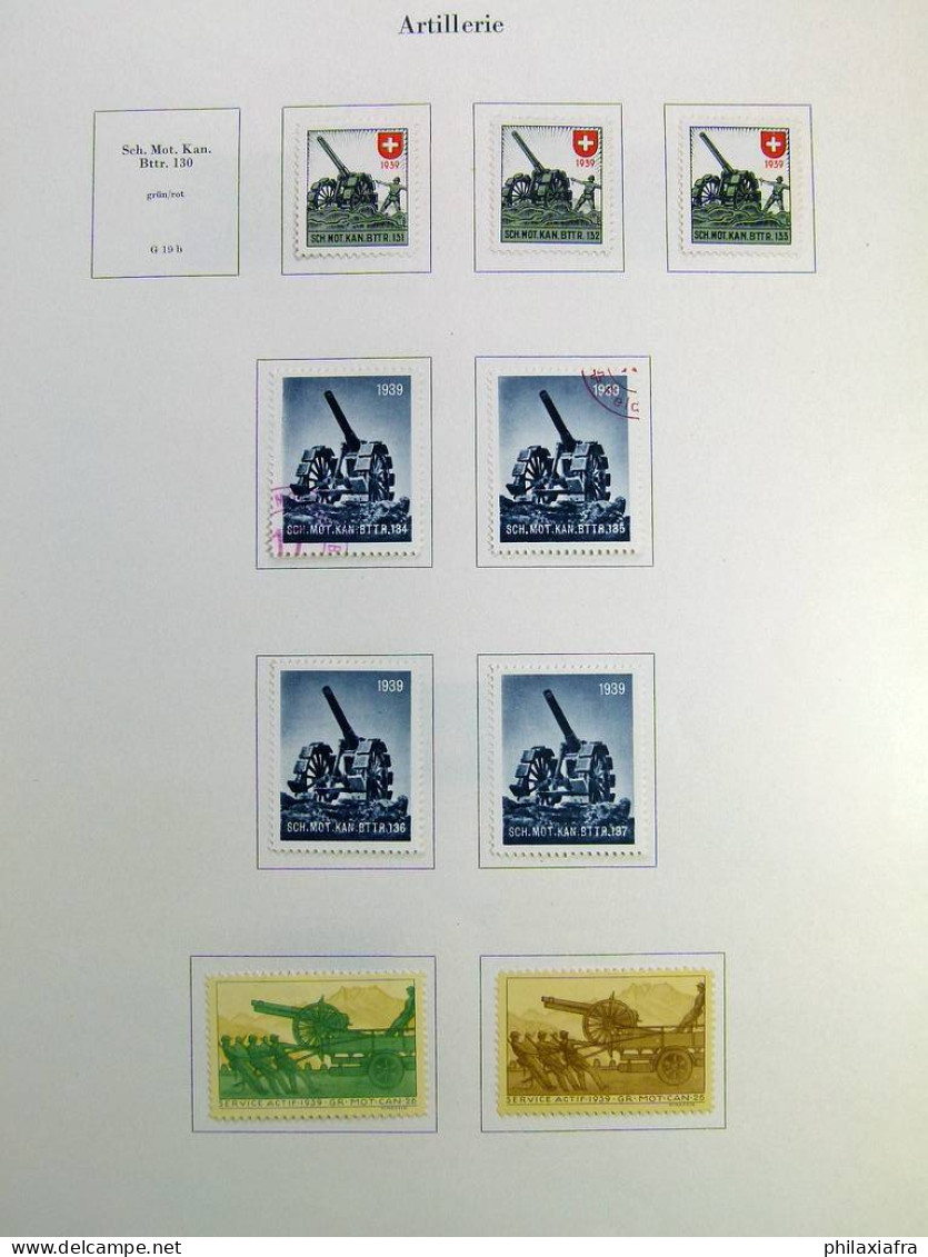 Collection Suisse de Timbres de Soldats, neufs * articulés, sur 2 albums. Valeu