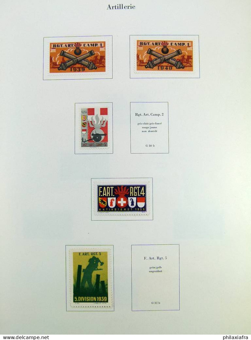 Collection Suisse de Timbres de Soldats, neufs * articulés, sur 2 albums. Valeu