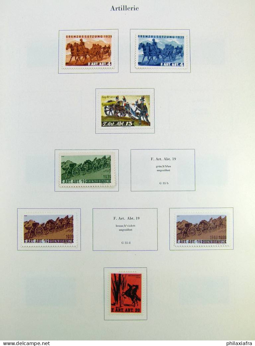 Collection Suisse de Timbres de Soldats, neufs * articulés, sur 2 albums. Valeu