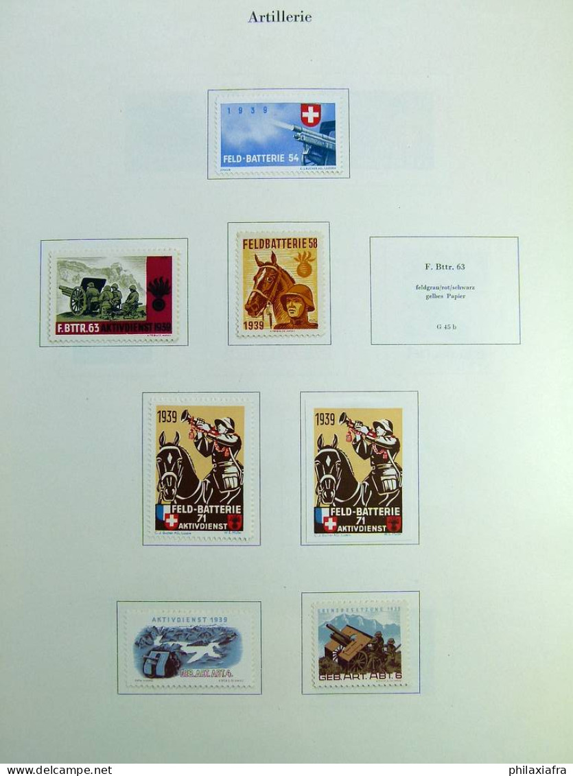 Collection Suisse de Timbres de Soldats, neufs * articulés, sur 2 albums. Valeu