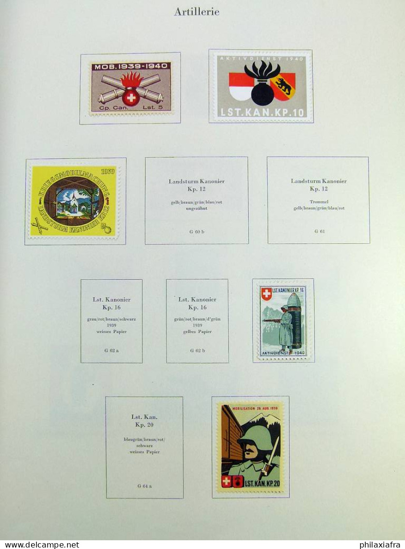 Collection Suisse de Timbres de Soldats, neufs * articulés, sur 2 albums. Valeu